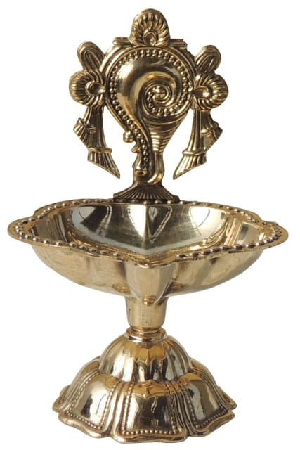 Brass Table Decor Oil Lamp, Shankh Deepak - 2.5*2.5*3.5 Inch (F776 C)