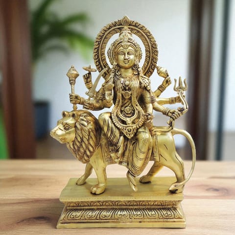 Brass Showpiece Durga Ji God Idol Statue - 11.5*4.5*17 Inch (BS1779 J)