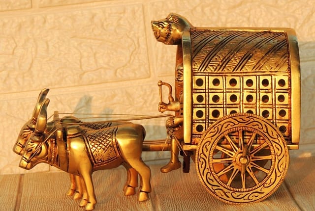 Brass Showiece Decorative Bull Cart - 10*5*5.5 Inch (BS1745 D)
