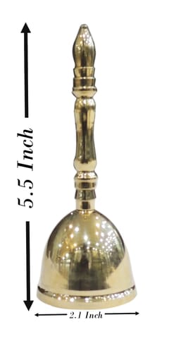 Brass Puja Hand Bell - 2.1*2.1*5.5 Inch (Z636 D)