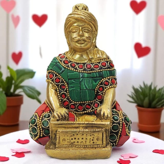 Brass Showpiece Male Musical Statue - 3*2.5*4.5 Inch (BS1830 E)