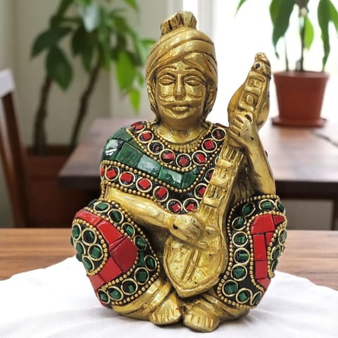 Brass Showpiece Male Musical Statue - 3*2.5*4.5 Inch (BS1830 C)