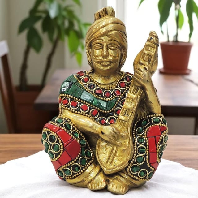 Brass Showpiece Male Musical Statue - 3*2.5*4.5 Inch (BS1830 C)