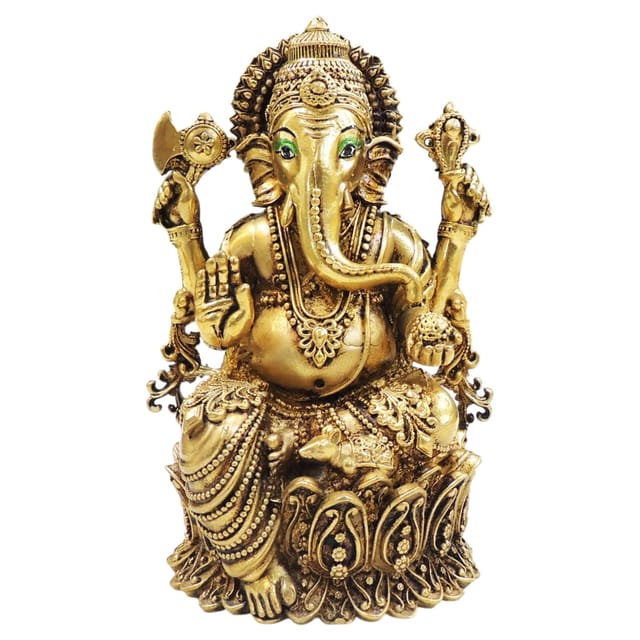 Brass Showpiece Ganesh Ji God Idol Statue - 3.3*3*5.2 Inch (BS1823 G)