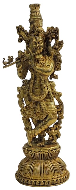 Brass Showpiece Krishna God Idol Statue - 3.5*3*11 Inch (BS1818 E)