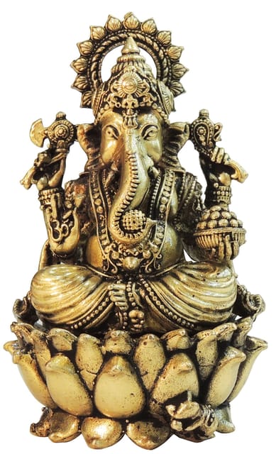 Brass Showpiece Ganesh Ji God Idol Statue, Made From Brass - 3*2.7*4.3 Inch (BS1828 G)