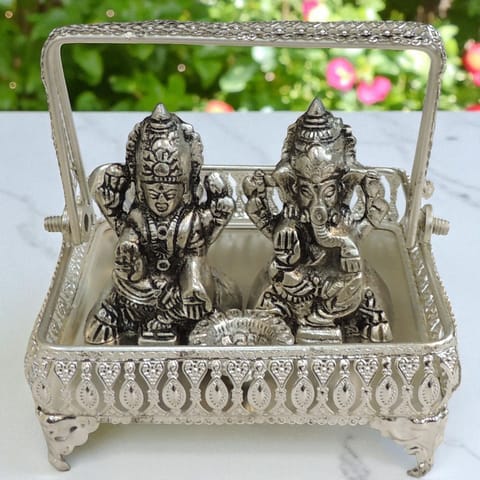 Aluminium Showpiece Laxmi Ganesh - 5*5*4 Inch (AS514 S)