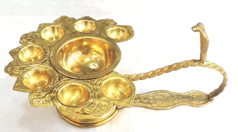 Brass Showpiece Ganga Arti, 7 Wicks - 11.5*8*5.2 Inch (F721 D)