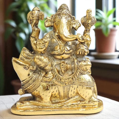 Aluminium Showpiece Ganesh Ji - 7*4*8 Inch (AS502 G)