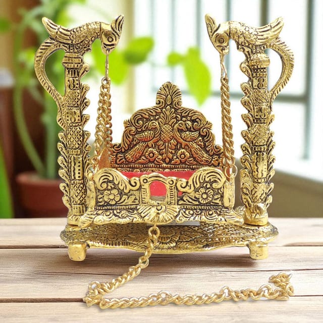 Aluminium Showpiece Peacock Jhula - 6.6*3.5*6.5 Inch (AS426 M)