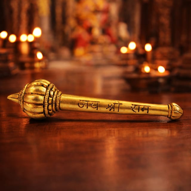 Brass Showpiece Hanuman Gada God Idol Statue - 6.5*1.5*1.5 Inch (BS1864 G)