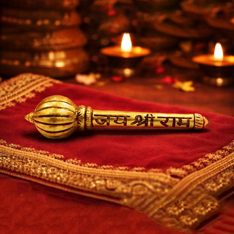 Brass Showpiece Hanuman Gada God Idol Statue - 4.7*1.5*1.5 Inch (BS1864 E)