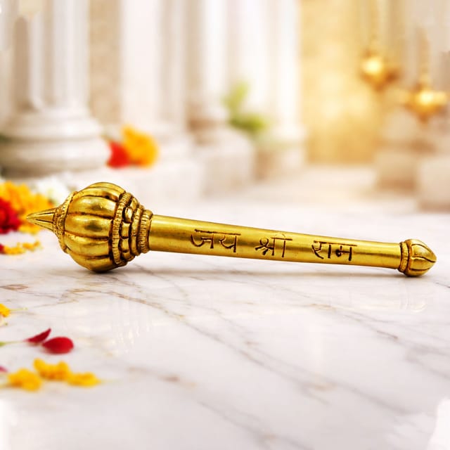 Brass Showpiece Hanuman Gada God Idol Statue - 3.7*0.5*0.5 Inch (BS1864 C)