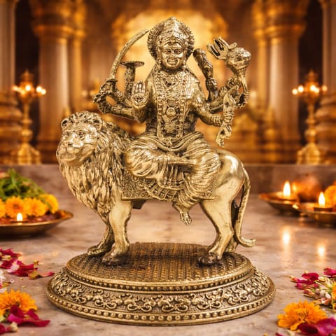 Brass Showpiece Durga Ji God Idol Statue - 3.5*3*4.2 Inch (BS1844 B)