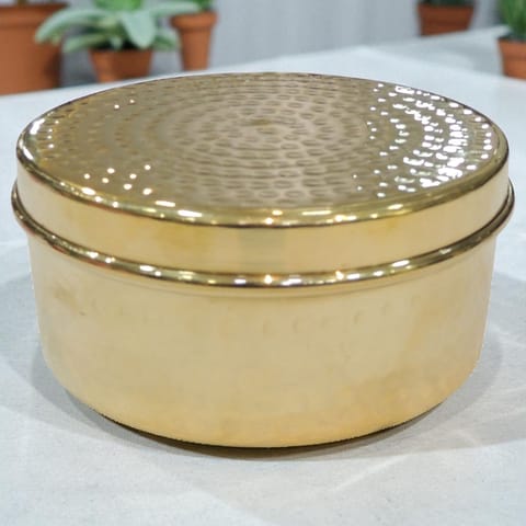 Brass Laddu Box - 5.2*5.2*2.5 Inch (Z645 D)