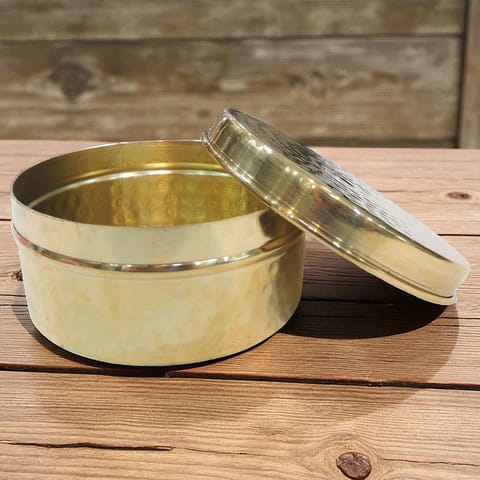 Brass Laddu Box - 4*4*2 Inch (Z645 B)