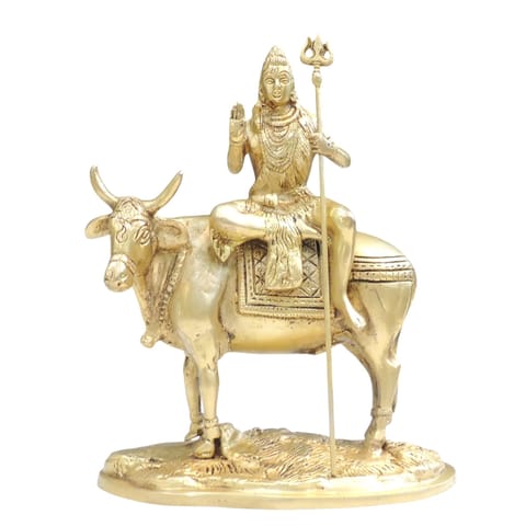 Brass Showpiece Shiv Ji On Nandi God Idol Statue - 7*3.5*9 Inch (BS1835 C)