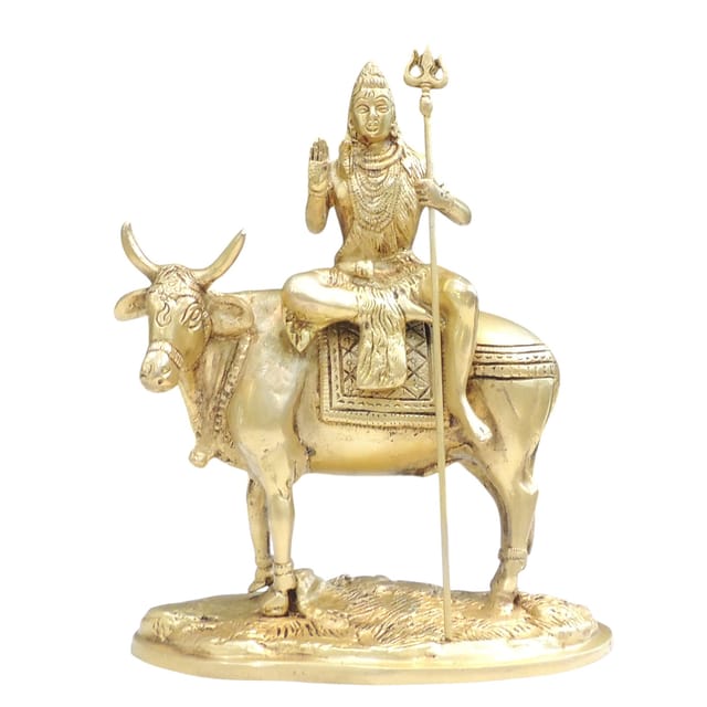 Brass Showpiece Shiv Ji On Nandi God Idol Statue - 7*3.5*9 Inch (BS1835 C)