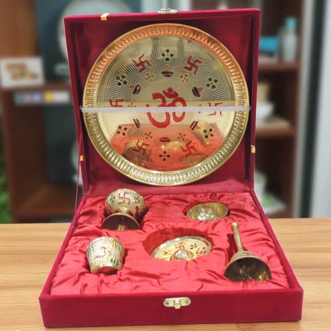 Brass Showpiece Thali Diwali Gifting Item - 9*9*0.5 Inch (B308 B)