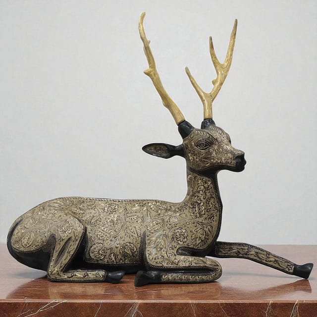 Brass Home Decorative Deer Seating Showpiece Statue - 35*9*28 Inch (AN021 X)