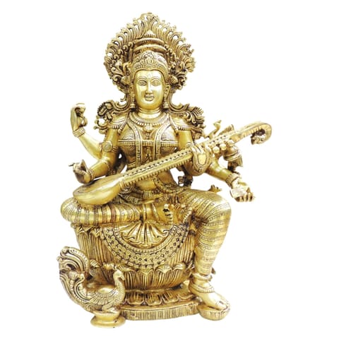 Brass Showpiece Saraswati Statue - 16*8*24 Inch (BS1904 S)