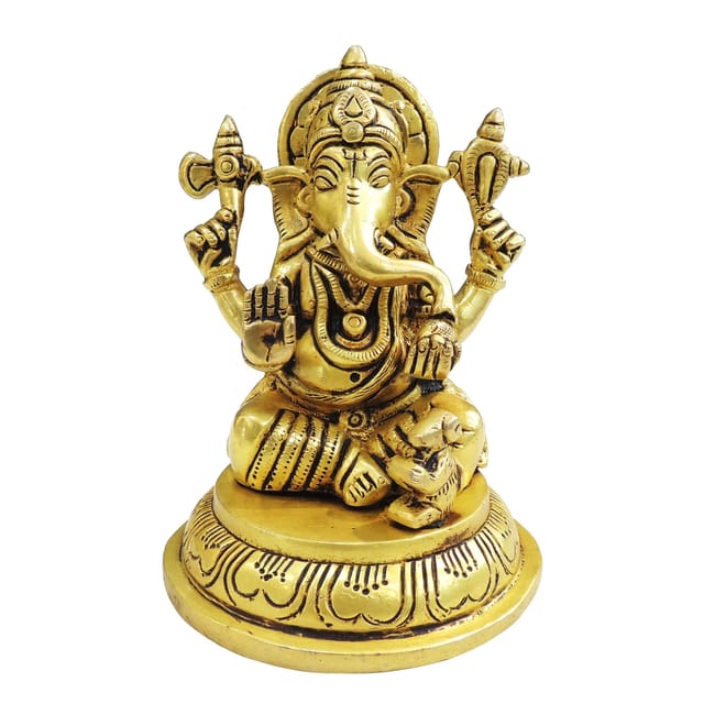Brass Showpiece Ganesh Statue - 3.5*3.5*4.5 Inch (BS1897 G)