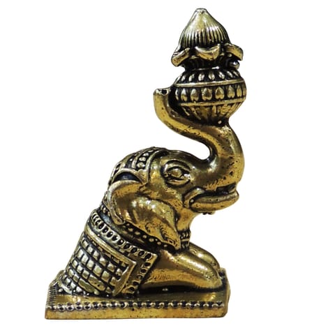 Brass Showpiece Elephant With Laddu Statue - 1.5*1*2 Inch (BS1857 C)
