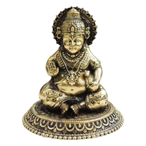 Brass Showpiece Kuber Ji Statue - 4*4*4.5 Inch (BS1748 K)