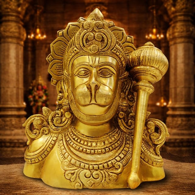Brass Showpiece Hanuman Face God Idol Statue - 7*3*8 Inch (BS1889 E)
