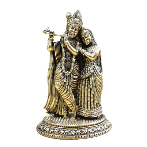 Brass Showpiece Radha Krishna God Idol Statue - 5*4.5*8 Inch (BS1883 G)