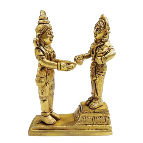 Brass Showpiece Shiv Parvati Standing God Idol Statue - 3.5*1.5*5.2 Inch (BS1671 C)