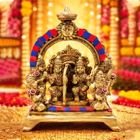 Brass Showpiece Ram Darbar God Idol Statue - 5*2.6*7 Inch (BS131 Z)