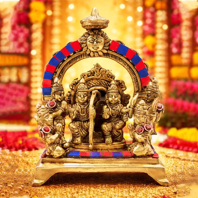 Brass Showpiece Ram Darbar God Idol Statue - 5*2.6*7 Inch (BS131 Z)
