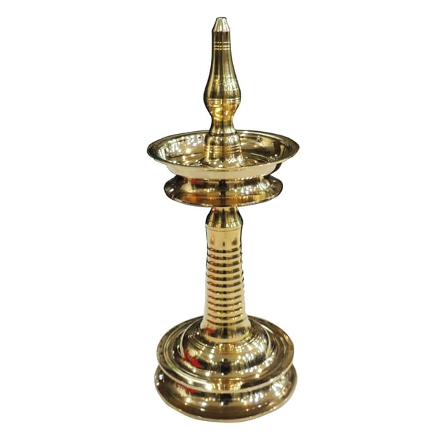 Brass Home Decorative Round Kerala Fancy Deepak, Oil Lamp - 6*6*14.5 Inch (F791 I)