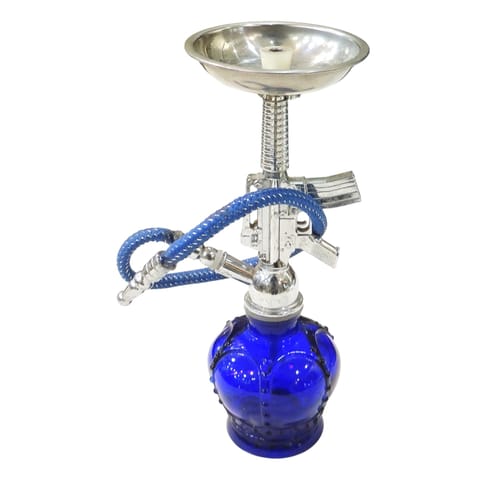 Glass & Plastic Home Decorative Hookah, Showpiece - 4*3*8 Inch (F023 BL)