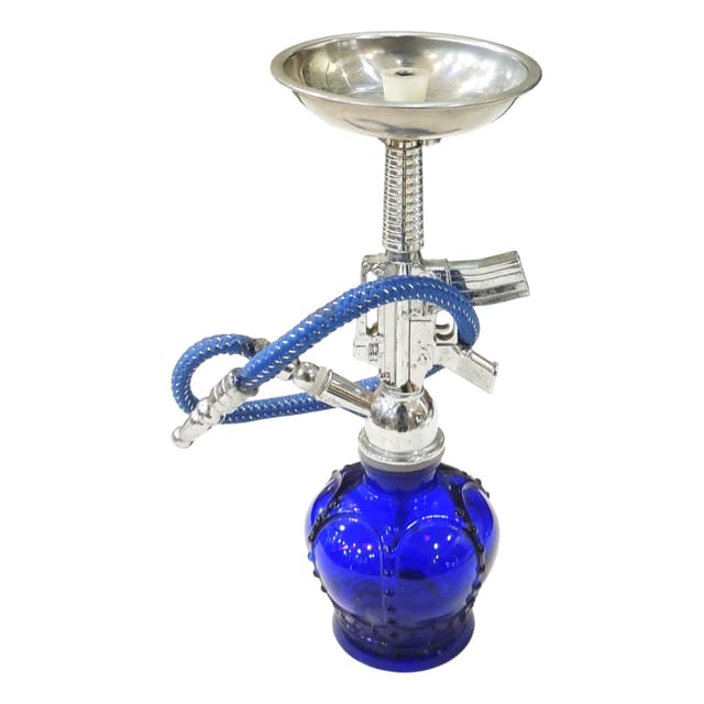Glass & Plastic Home Decorative Hookah, Showpiece - 4*3*8 Inch (F023 BL)