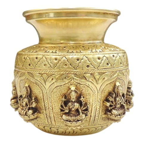 Brass Ashta Laxmi Lota, Water Pot - 5.5*5.5*5 Inch (BS1915 C)