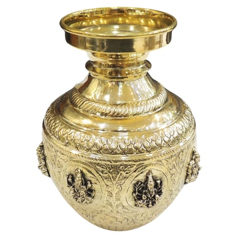 Brass Ashta Laxmi Lota, Water Pot - 6*6*8 Inch (BS1914 G)