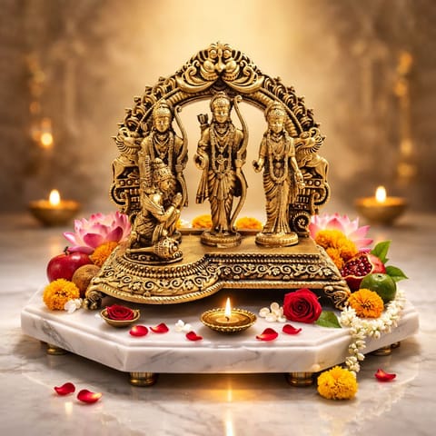 Brass Showpiece Ram Darbar God Idol Statue - 5*2.5*5 Inch (BS1728 F)