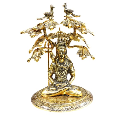 Aluminium Showpiece Shiv Ji Statue - 9.5*9.5*14.5 Inch (AS520 G)
