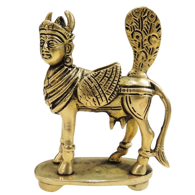 Brass Showpiece Kamdhenu Cow God Idol Statue - 3.5*2*4.2 Inch (BS1052 D)