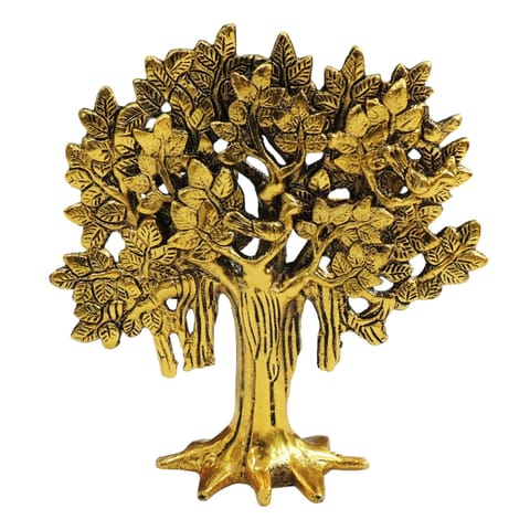 Aluminium Showpiece Kalpavriksha Tree Statue - 7.5*2*8 Inch (AS534 G)