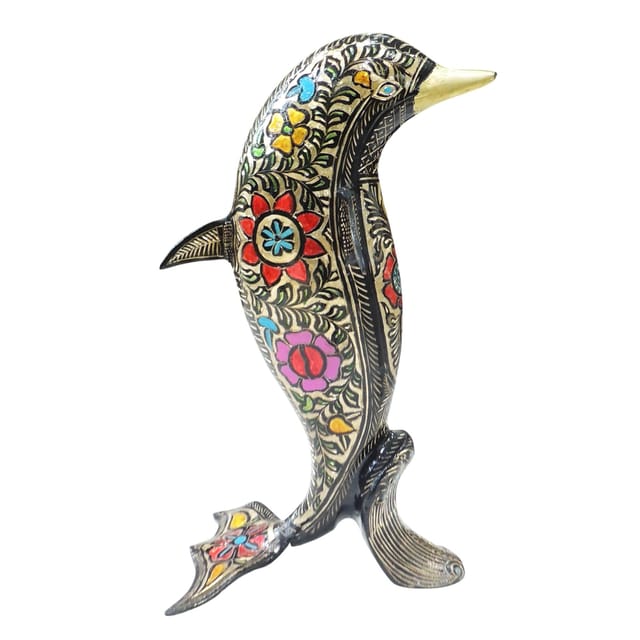 Brass Home Decorative Dolphin Showpiece Statue - 8*6*17.5 Inch (AN239 F)