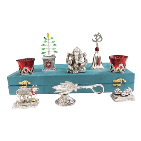 Aluminium Showpiece Ganesh Ji With Tulsi Tree Gift Set (AS530 G)