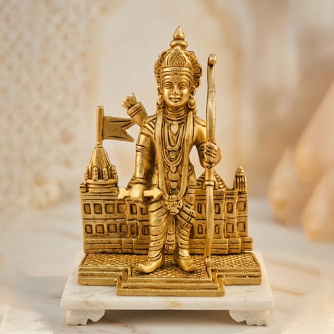 Brass Showpiece Ram Ji With Temple God Idol Statue - 5.5*3*7.5 Inch (BS1813 D)