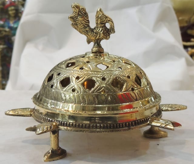 Brass Loban Dan, Luab Daan, Bakhoor Dan No. 3 - 6.5*6.5*5 Inch (Z642 D)