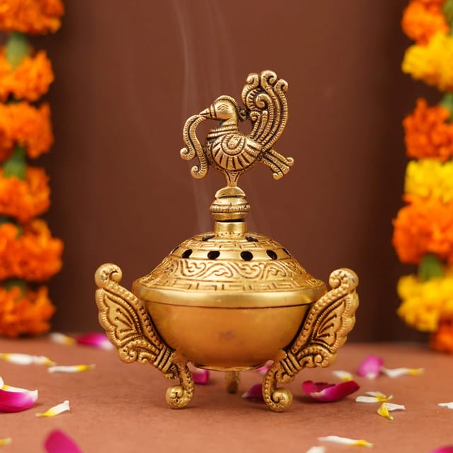 Brass Loban Dan, Luab Daan, Bakhoor Dan - 4*4*2.6 Inch (BS1635 C)