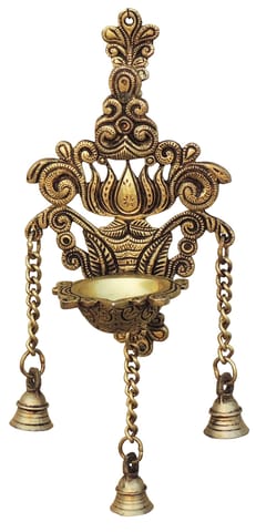 Brass Showpiece Wall Hanging Kamal Bell - 5.3*5*12.5 Inch (BS1793 C)