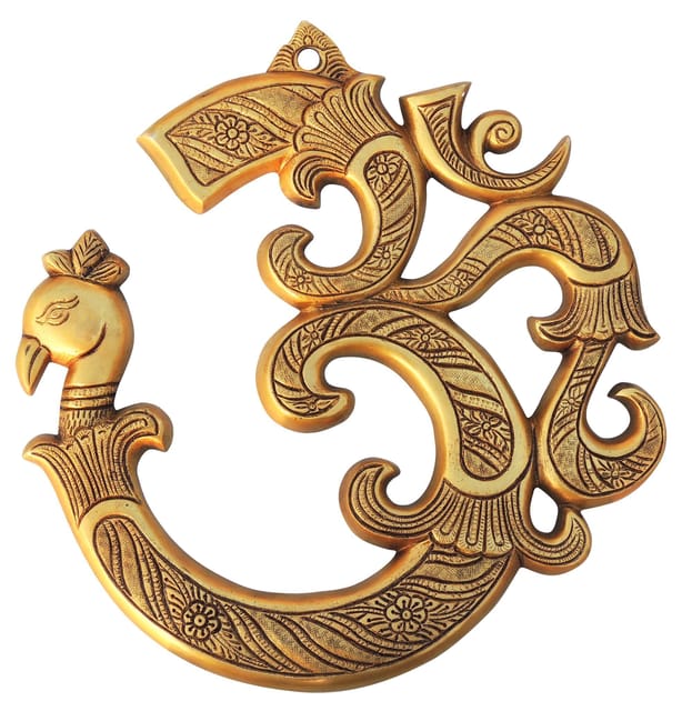 Brass Showpiece Wall Hanging Om With Peacock Statue - 11*1*11 Inch (BS1633 D)
