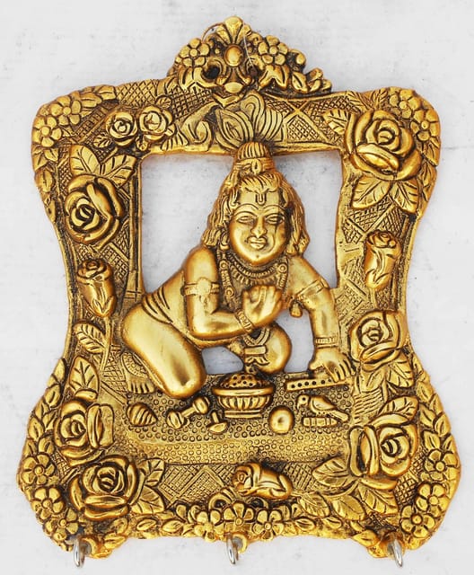 Aluminium Wall Hanging Showpiece Krishna Key Holder - 7.9*1.2*9 inch (AS338 G)